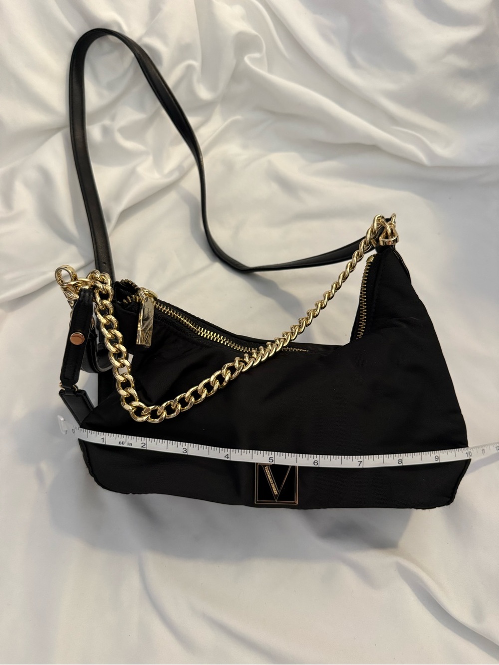 NWOT Victoria's Secret The Victoria Nylon Mini Curve Black Shoulder Bag - Picture 7 of 7
